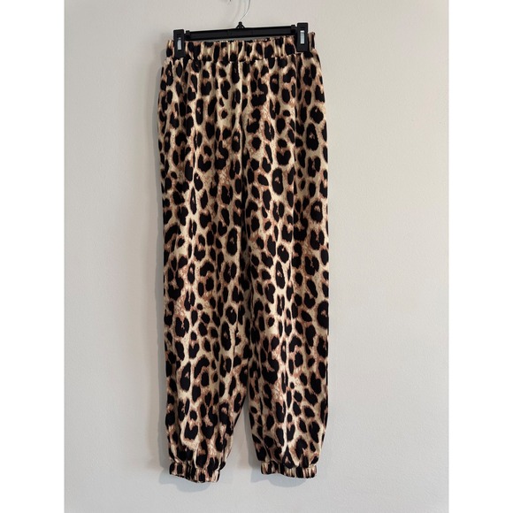 Emery Rose Pants - Emery Rose Leopard Print Jogger Pants Womens Medium Brown Elastic Waist Cuffs